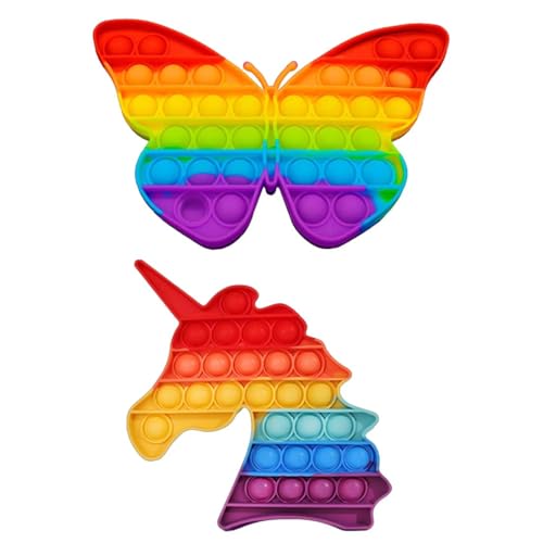 2 Pezzi Pop Bubble Fidget Toy Set, Antistress Bambini, Farfalle