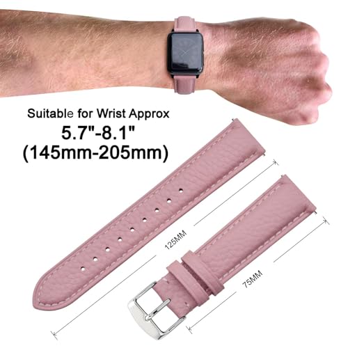 Image of ANNEFIT Watch Band 18mm, Quick Release Textured Padded Leather Straps with Silver Buckle for Men and Women (Pink)