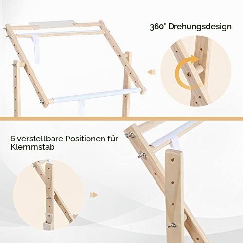 Apisserie Verstellbarer Stickrahmen Bodenständer, Holz Kreuzstich-Rahmenständer, Tischplatte Tapisserie-Ringe, 9CT Modell