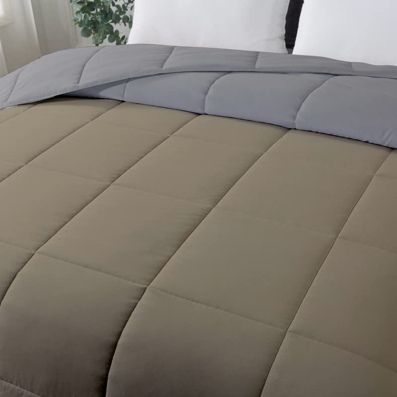 Image of Razzai Restful Sleep Microfiber Summer Season Ac Reversible Comforter 220 GSM (92 inch x 106 inch Inches /233cm x 269cm) - King Size Comforter|Silver /Beige|