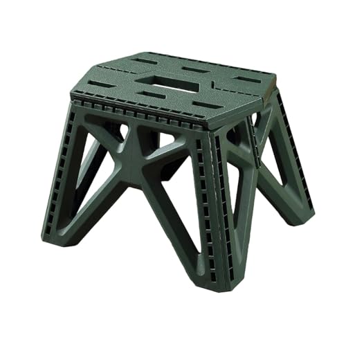 Image of HOUZA Foldable 9 Inch Plastic Step Stool, Heavy Duty Non-Slip Design for Adults & Kids, Lightweight Portable Space Saving Stools for Home, Kitchen & Bathroom - Dark Green