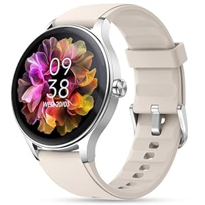 ZOSKVEE Smart Watch, 41mm Fitness Tracker, Answer/Make Calls, Digital Smartwatch with Heart Rate/Stress/Sleep Monitor, AI Voice, IP68 Waterproof Watch Calculator, Calendar, Games for Lady Women & Men