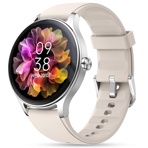 Smart Watch, 41mm Fitness Tracker, Answer/Make Calls, Digital Smartwatch with Heart Rate/Stress/Sleep Monitor, AI Voice, IP68 Waterproof Watch Calculator, Calendar, Games for Lady Women & Men