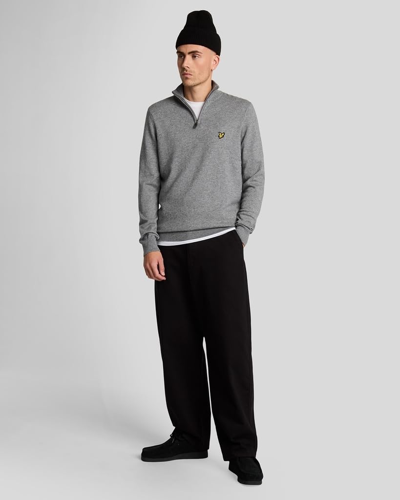 Lyle & Scott Uomo Maglia con Cerniera A Un Quarto Marino, Jet Black