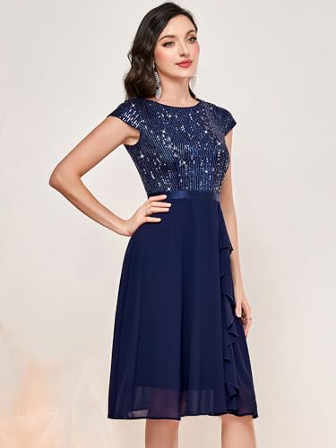MISSMAY Women's Elegant Glitter Sequin Ruffle Style Cocktail Prom Dress3