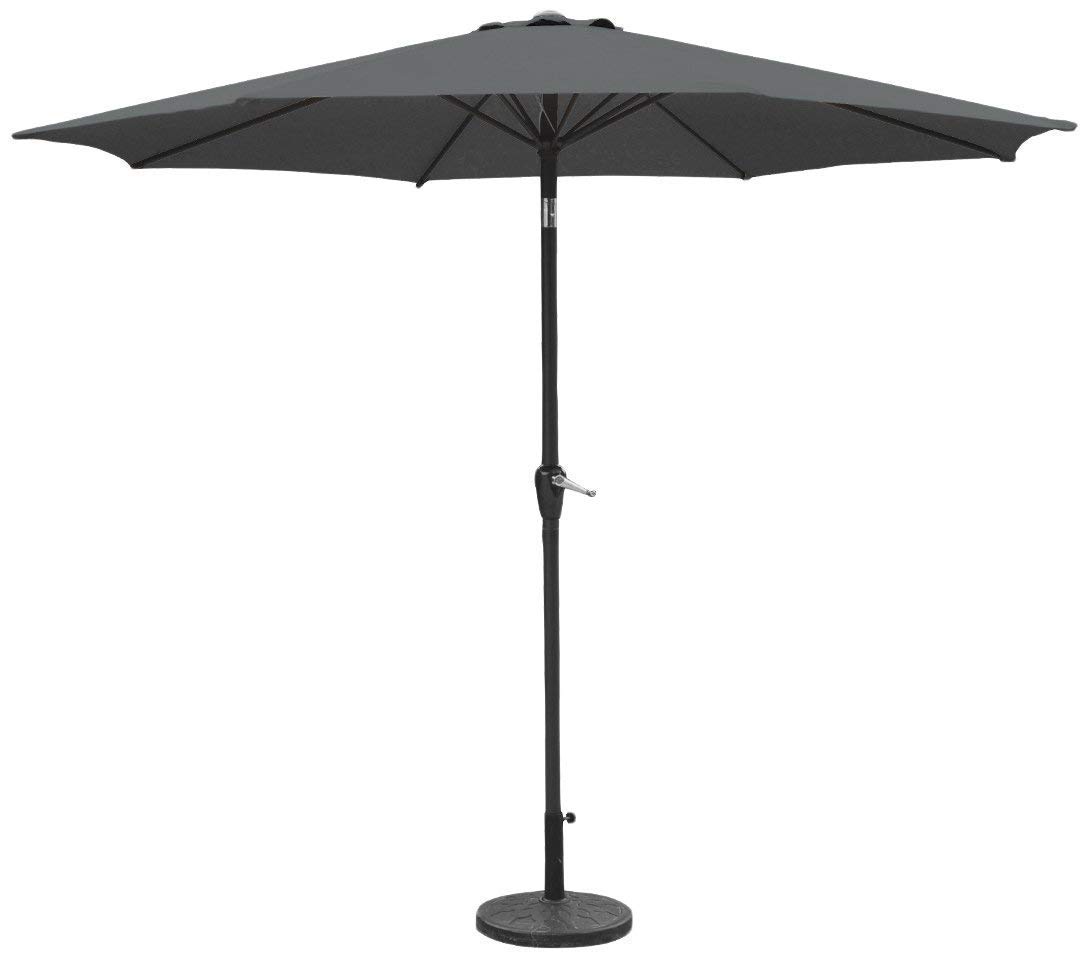 Schallen 2.7m UV50 Leaning Sun Umbrella Parasol with Winding Crank & Tilt Function for Outdoor, Garden and Patio (Charcoal Grey)