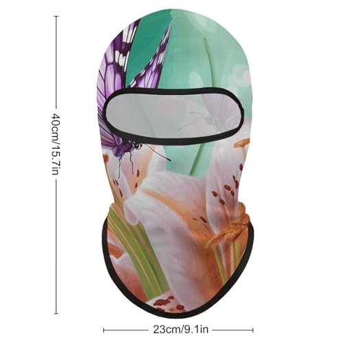 Balaclava para hombre, máscara para esquí y ciclismo, cubreboca con diseño de lirios y mariposas para invierno miniatura 2