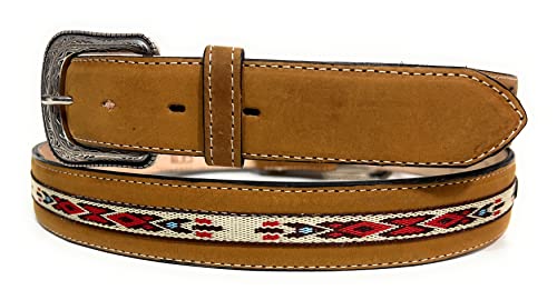 Men's Genuine Leather Western Style Belt, Suede Leather Cowboy Rodeo Belt