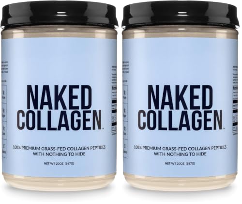 Image of NAKED Collagen Peptides Protein Powder, 60 Servings, Pasture-Raised, Unflavored Grass-Fed Hydrolyzed Collagen Supplement, NSF Certified, Paleo Friendly, Non-GMO, Keto, Gluten Free, 20oz (Pack of 2)
