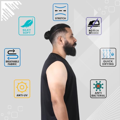 Image of Sleeveless T Shirts for Men - Gym Vest, Sando Tank Top Wear, Workout Baniyan, Stringers Inner Shirt, Bodybuilding Tshirts, Sports Tshirt Vests, Stylish Tanks Tops