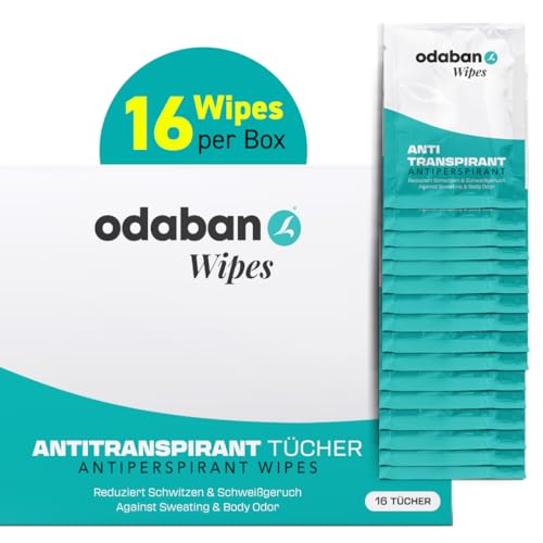 odaban Antitranspirant Wipes gegen starkes Schwitzen | einzeln verpackte Tücher für Achseln Hände Füße & Gesicht schnell wirksamer Schweißschutz 16 Stück