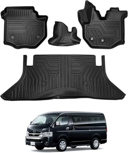 Cartist ハイエース 200系 標準ボディー専用 フロアマット 立体カーマット 3Dフロアマット HAICE 200 1型 2型 3型 4型 5型 6型 7型 8型 TRH KDH 2004年8月～現行 立体構造 防水マット 滑り防止 耐汚れ 耐磨耗性 TPE素材 カスタムパーツ 車種専用設計 取付簡単 保護パーツ カー用品 アクセサリー 一列目&二列目用 4PSCセット オフロードパターン