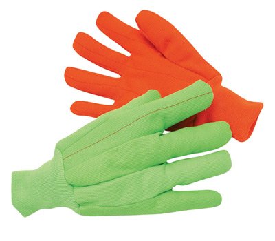 Radnor Large Hi-Viz Orange 18 Ounce Cotton/Polyester Blend Corduroy Cotton Canvas Gloves With Knitwrist And Double Palm