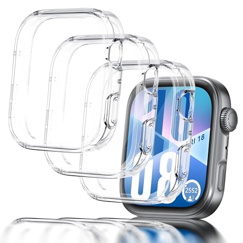 Seltureone 3 Pack Watch Case Compatible with Huawei Watch Fit 4, Soft TPU Silicone Case with Screen Protector, Full-Coverage Scratchproof Protection - Clear