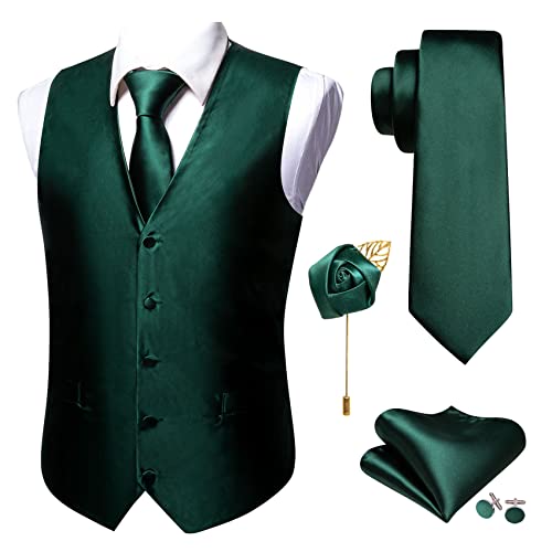 Image of Barry.Wang Men's Suit Vest Formal /Leisure Paisley Jacquard Silk Tie Pocket Square Waistcoat Set Wedding 5PCS