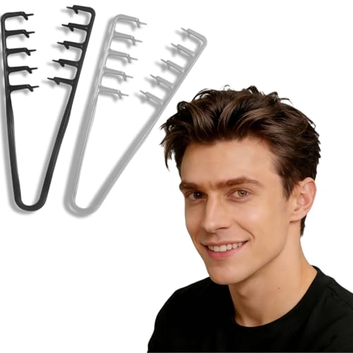 2Pcs Texture Comb Volumizing Hair Styling Comb Fluffy Roots Volume Tool Textured Styling Comb Wide Tooth Detanglers Texturising Combs for Bangs Hairdressing Black Grey