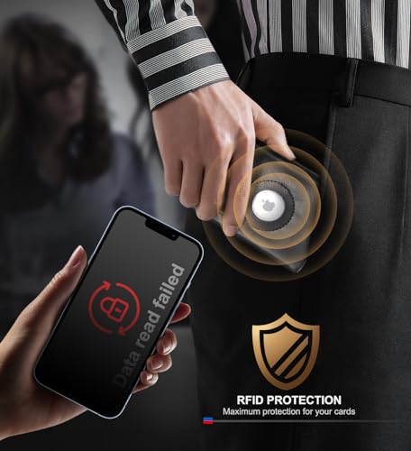 Airtag Wallet, Men Wallet with Coin Compartment RFID Protection, Slim Wallet Holds 10+ Cards, Magnetic Design and Eject Mechanism Credit Card Case for Men (Airtag Not Included in Product)4