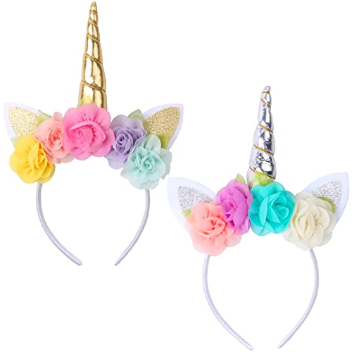 wozloify Diadema Unicornio Niña,2 Piezas Diademas De Niña para Fiestas,Decoracion Unicornio para Cumpleaños Fiesta Unicornio Cosplay Cover