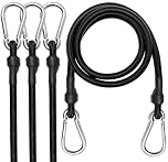 3FT/6FT Long Elastic Bungee Cords with Carabiner Clips, Heavy Duty 36"/72" Bungee Straps with Hooks Tie Downs Luggage Rope for Camping Motorcycle Car Trunks Tarps Bike Rack Tent (1PCs 36-Inch)