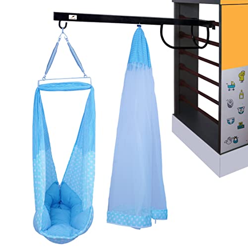 Image of Baby Bed Cradle Cloth with Mosquito Net and Triangle Spring Set