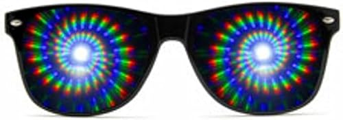 image for GloFX Black Frame Spiral Diffraction Glasses – Laser Etched for Hypn