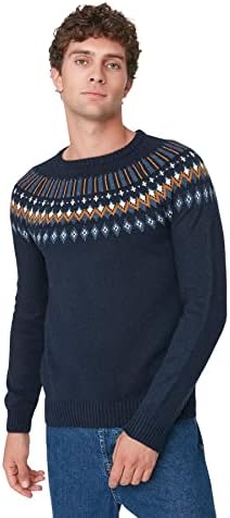 Trendyol Men’s Crew Neck Ethnic Pattern Slim Sweater Sweatshirt Trendyol Men’s Crew Neck Ethnic Pattern Slim Sweater Sweatshirt