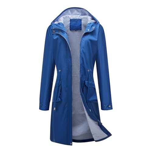 Chaqueta anorak impermeable para mujer con rayas de corte suelto casual de manga larga para temporada otoñal cómoda (azul, XXXL)