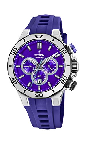 Unisex Erwachsene Chronograph Quarz Uhr mit Silikon Armband F20449/D