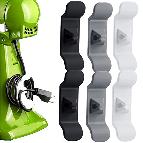MILAIUN Clips Câble Organisateur, Lot de 6 Porte-Câbles, Auto-Adhésifs Enrouleurs de Câbles pour Ustensiles de Cuisine, Support de Câble en Silicone, Organiseur de Câbles Multi-Usages Cover