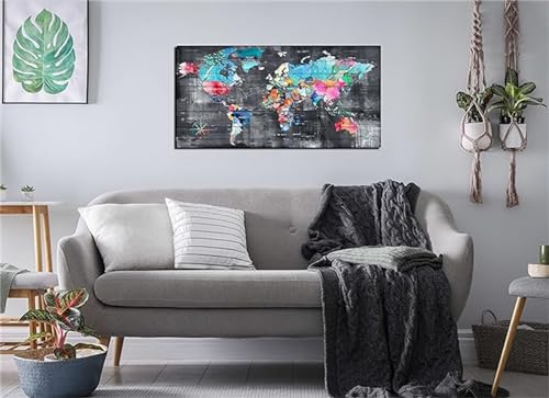 Broderie diamant strass carte du monde géante pour une décoration haut de gamme