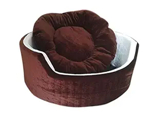 Mellifluous XX-Large Size Cat and Dog Pet Bed, Brown-White
