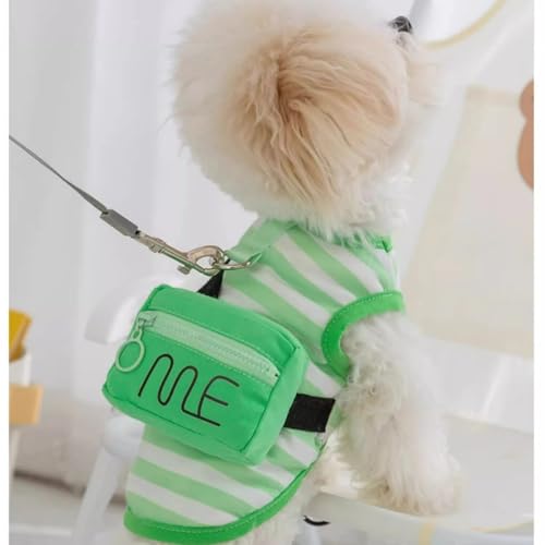 Disfraz para gato y perro Chaleco rayado con bolsa 3D verde XS miniatura 3