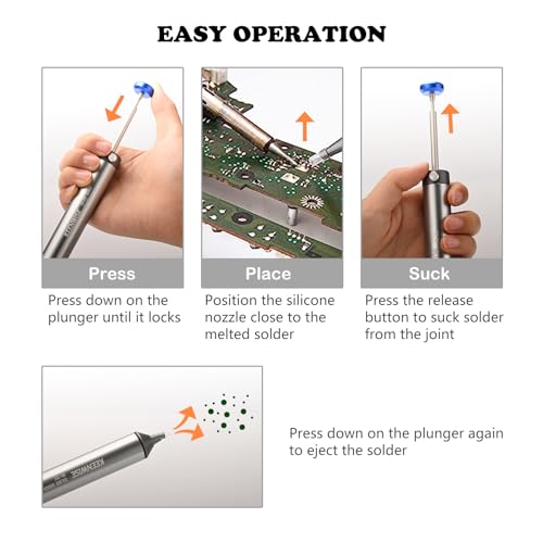 Image of Extra-Long Solder Sucker: KeenWise No-Clog Aluminum Deso!dering Pump with High-Suction Power(DS-352)