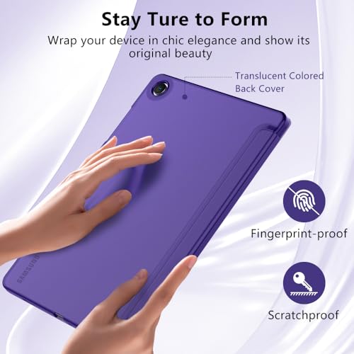 Image of MoKo Trifold Case for Galaxy Tab A9 Plus /A9+ 11 Inch 2023, Deep Purple | Slim Stand Hard PC Translucent Back Shell Smart Cover, Auto Sleep /Wake, Light, Anti-scratch, 2 Adjustable Angle