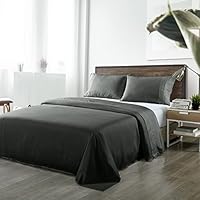 Royal Comfort Sheet Set 1000TC Bamboo Blend Ultra Soft Breathable Luxury, 1 x Flat Sheet, 1 x Fitted Sheet, 2 x Pillowcases (4 Pcs, King, Charcoal)