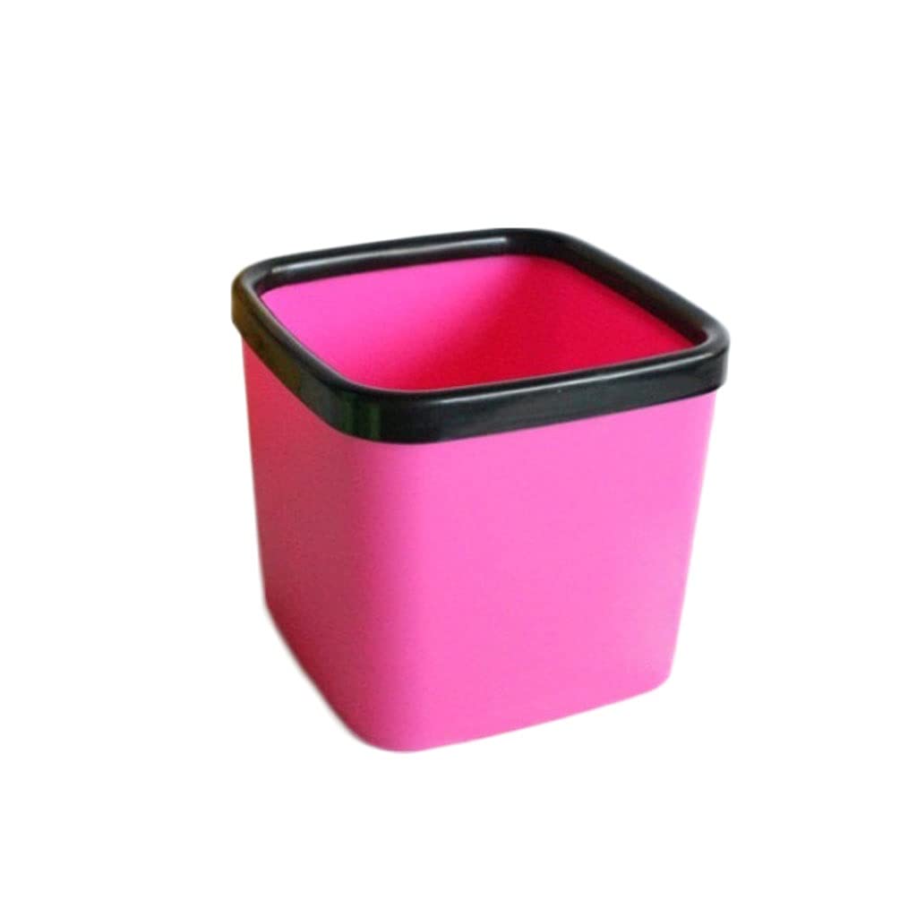 Kosz na śmieci Kosz na śmieci Creative Square Plastikowe śmieci Desktop Can Mini Grube i trwałe kosz na śmieci bez pokrywy Najlepsze przedmioty stylu życia (Color : Pink)
