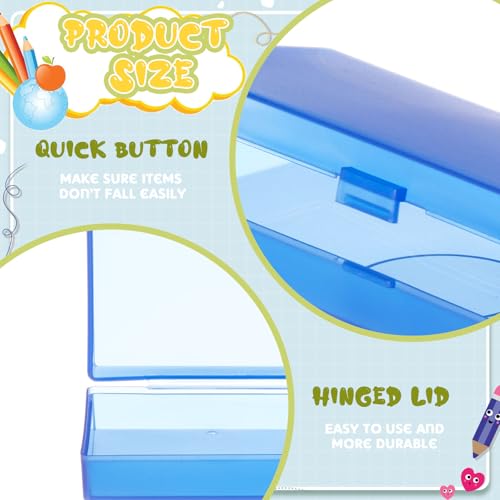 Image of Fainne 80 Pieces Plastic Pencil Boxes Pencil Case Bulk Frosted Clear Multi Colored Pens Holder Stackable Container with Lid & Snap for Back to School Stationery Office Classroom(Candy Color)