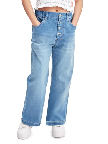 Image of olele Girls Super Jeans Collection for 4-14 Yrs | Stretchable Cotton Denim Trousers | Blue Jeans for Kids | Baggy Denim Pants | Cargo Pants for Girls