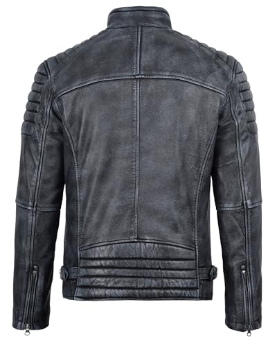 Image of fjackets Cafe Racer Mens Leather Jacket - 100% Real Lambskin Leather Jacket Men Moto Style Outerwear