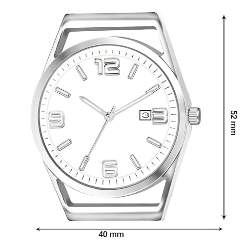 Image of Shocknshop Analogue Stylish Round Dial Date Display Stainless Steel Watch for Men -WCH88
