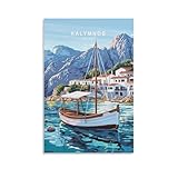 Kalymnos Grecia - Cuadros minimalistas de pared de viaje, impresiones en lienzo, póster para sala de estar, dormitorio, baño, oficina, decoración del hogar, 12 x 18 pulgadas (30 x 45 cm)