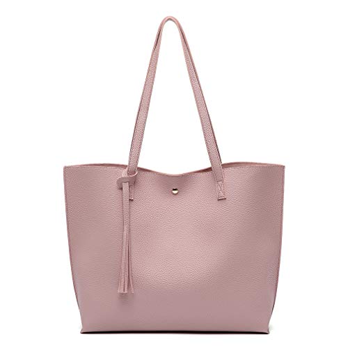 Image of Dreubea Women's Soft Faux Leather Tote Shoulder Bag from, Big Capacity Tassel Handbag