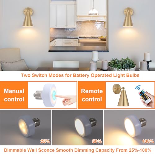 Mwz W-XL115 Gold Battery Operated Wall Sconces Set Of Two,Wireless Indoor Led Lighting thumb #4
