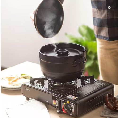 MHGTTRE 万古焼 黒釉メタル 二重蓋ご飯釜 3合炊き L の商品画像 1