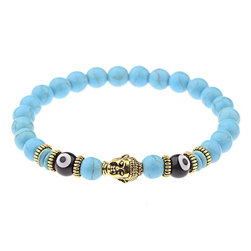 Bracelet en pierre naturelle bleue pour couple d'étudiants à la mode avec perles de tête élastiques