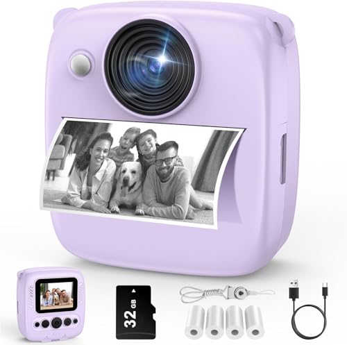 Kamera Sofortbildkamera, Kamera mit Karte & 4 Bände Druckpapier, 48MP...