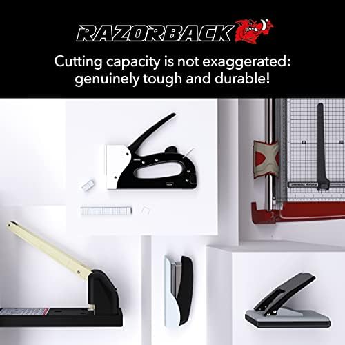 Razorback A3 Guillotine, Heavy Duty Paper Cutter With Shelf-Sharpening Blade, Ideal Paper Trimmer For School & Office, Paper Guillotine With Pre-Printed Size Guide, Long-Lasting A4 Paper Cutter
