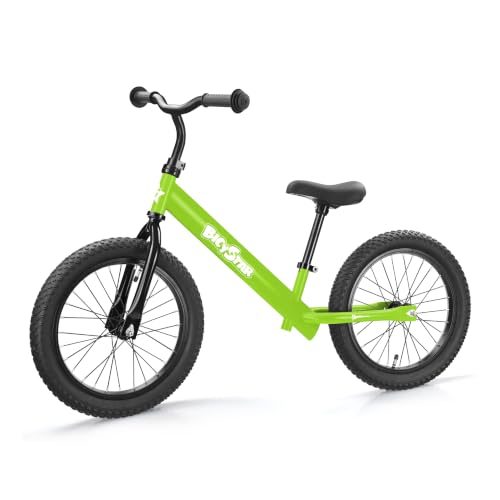 Image of bicystar 16 Inch Balance Bike for Kids 5-8, Air Rubber Tires, Green