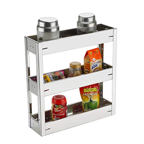 Plantex Planet Stainless Steel Triple Pullout/Dish Rack/Kitchen Basket (21 x...