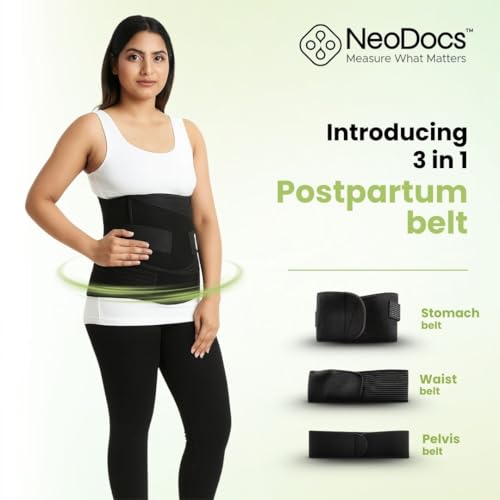 Image of Neodocs 3-in-1 Postpartum Belt After Delivery for Women - C-Section Belt Postpartum & Belly Wrap for After Delivery Recovery - Adjustable Postpartum Belt, Maternity Belt for Waist, Pelvis & Tummy Support (Free Size) (BLACK)
